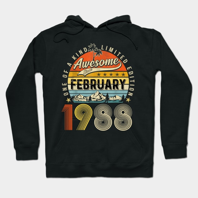 Awesome Since February 1988 Vintage 35th Birthday Hoodie by Red and Black Floral